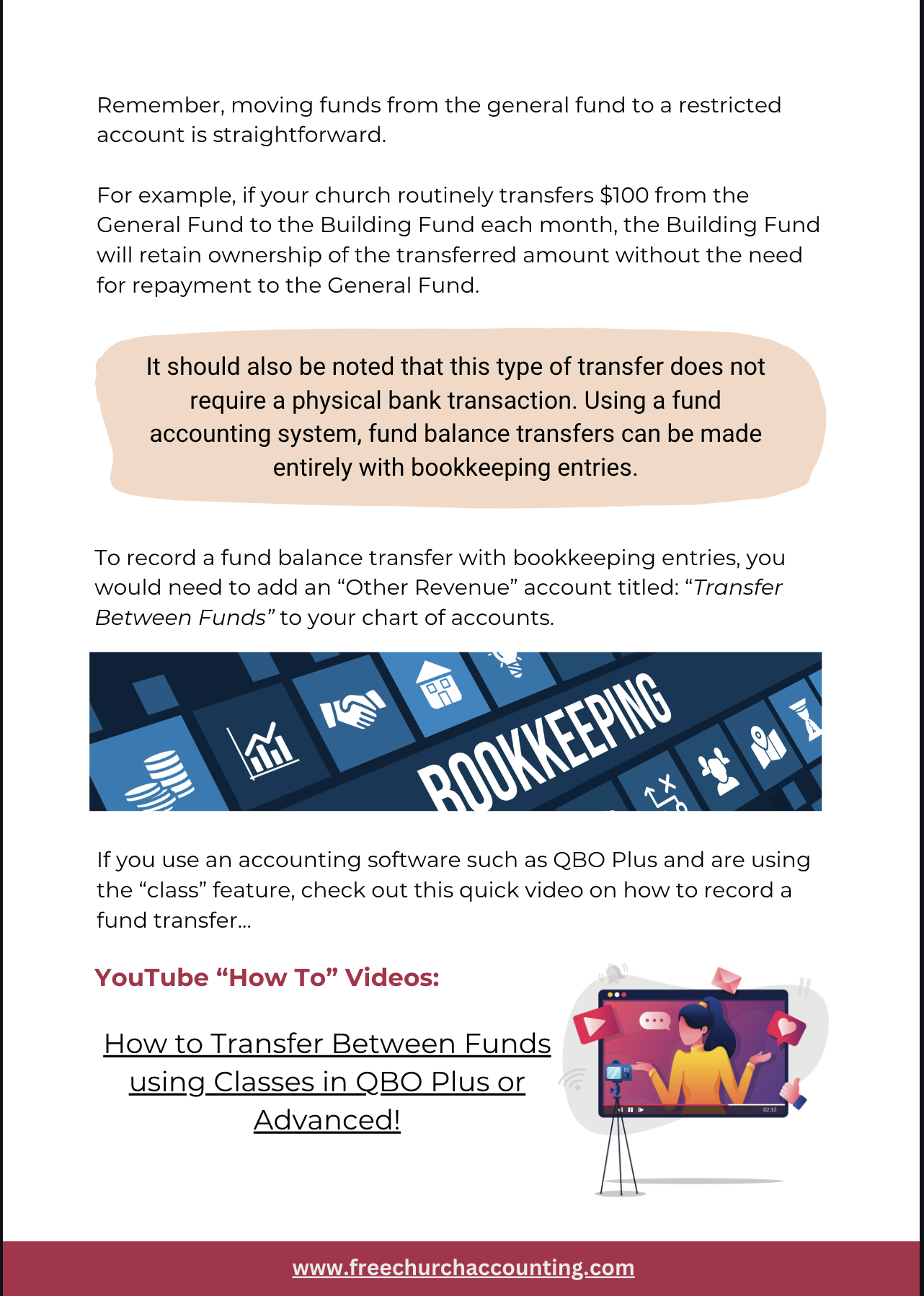 Bookkeeping for churches bonus video on how to transfer funds in accounts in QBO.