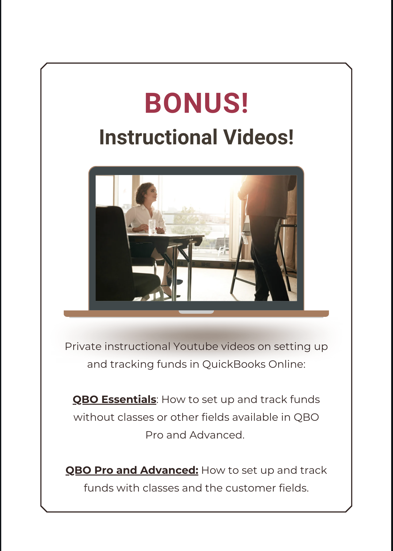 Bookkeeping for Churches bonus videos on how to track restricted and designated funds in QBO.