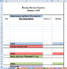 Housing Allowance Spreadsheet Instructions