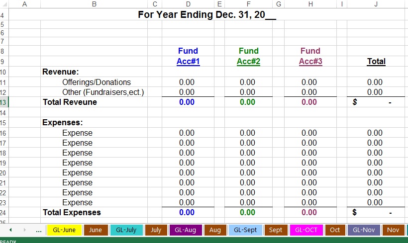 Setting up the Manual Spreadsheets: